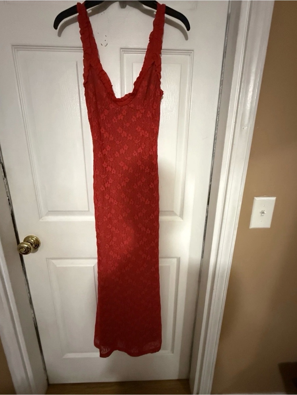 Bardot Red Lace Midi Dress - Picture 3 of 6